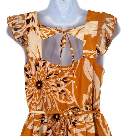 Band Of The Free Floral Tiered Ruffle Mini Dress Yellow Cream Size Small NWOT - Picture 6 of 12